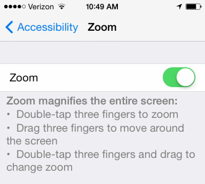 how to turn zoom off on iphone
